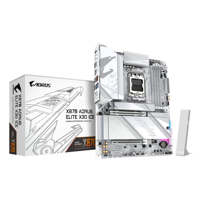 GIGABYTE X870 AORUS ELITE X3D ICE Motherboard - Supports AMD Ryzen 9000 CPUs, 16 2 2 Phases Digital VRM, up to 9000Hz