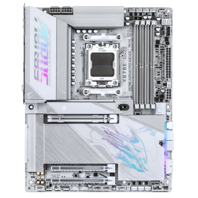 GIGABYTE X870E AORUS PRO X3D ICE Carte Mère – Prend en charge les processeurs AMD Ryzen 9000, VRM numérique 18 2 2