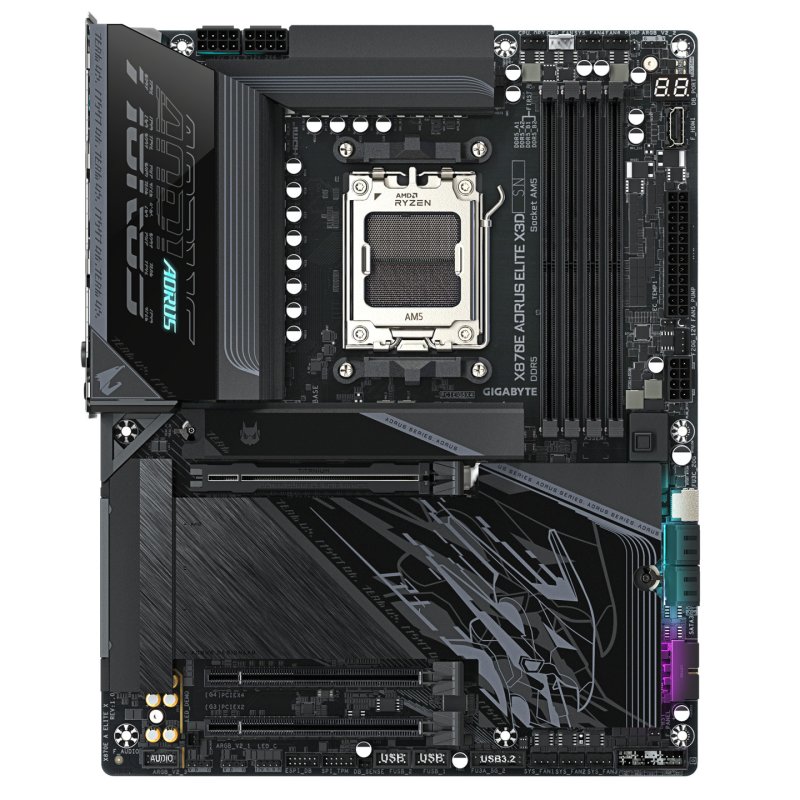 GIGABYTE X870E AORUS ELITE X3D Motherboard - Supports AMD Ryzen 9000 CPUs, 16 2 2 Phases Digital VRM, up to 9000Hz DDR5