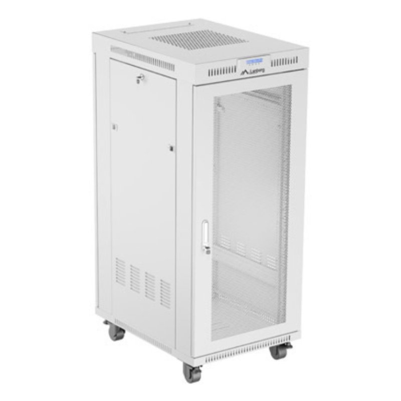 ARMARIO LANBERG RACK 19" 27U 600X800 FLAT PACK PUERTA PERFORADA CON LCD GRIS