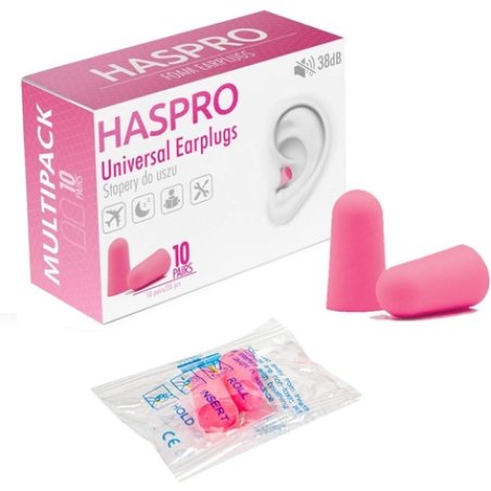 Haspro Multi10 Super Soft Foam Earplugs 38dB - Pack of 10 Pairs