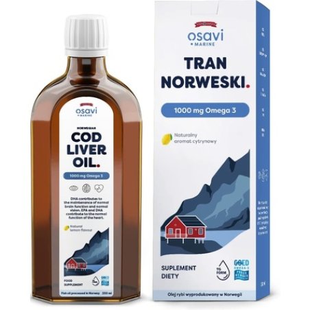 Osavi Norwegian Cod Liver Oil 1000mg Omega 3 Lemon 250ml