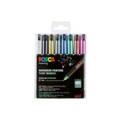 Posca - PC1MR - Extra Fine Tip Pen - Metallic Colors, 8 pc (401653)
