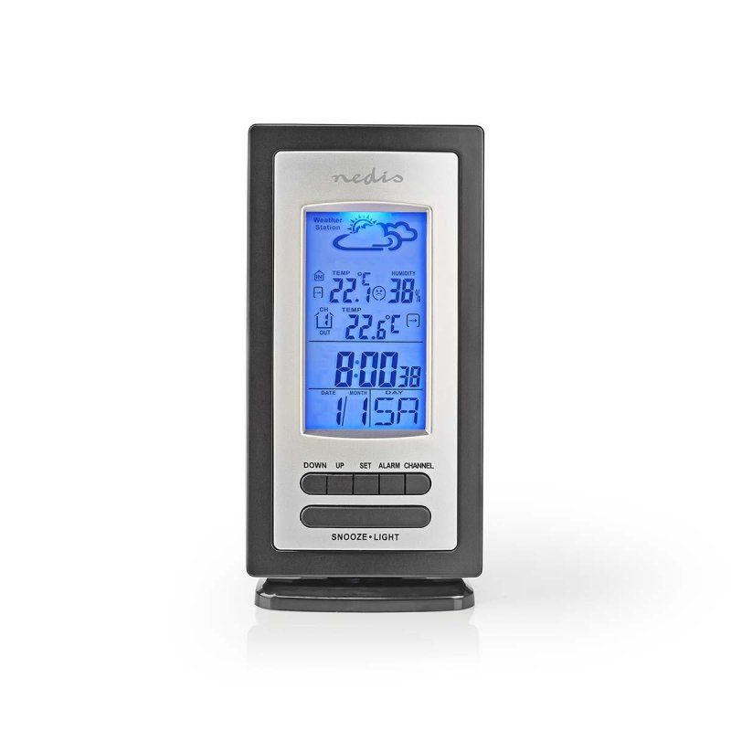 Nedis WEST201GY digital weather station Black, Silver