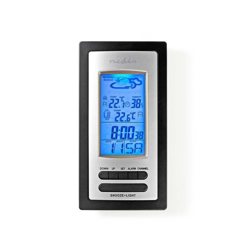 Nedis WEST201GY digital weather station Black, Silver