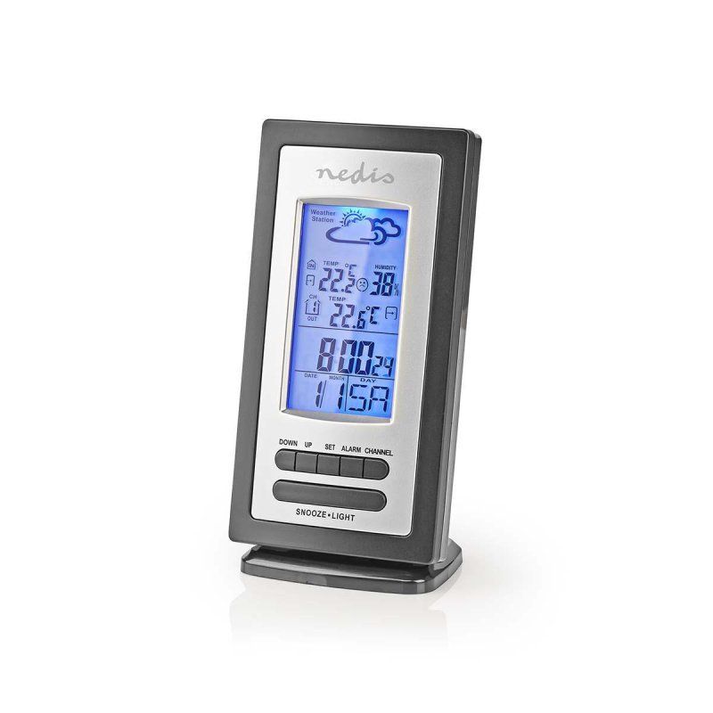 Nedis WEST201GY digital weather station Black, Silver