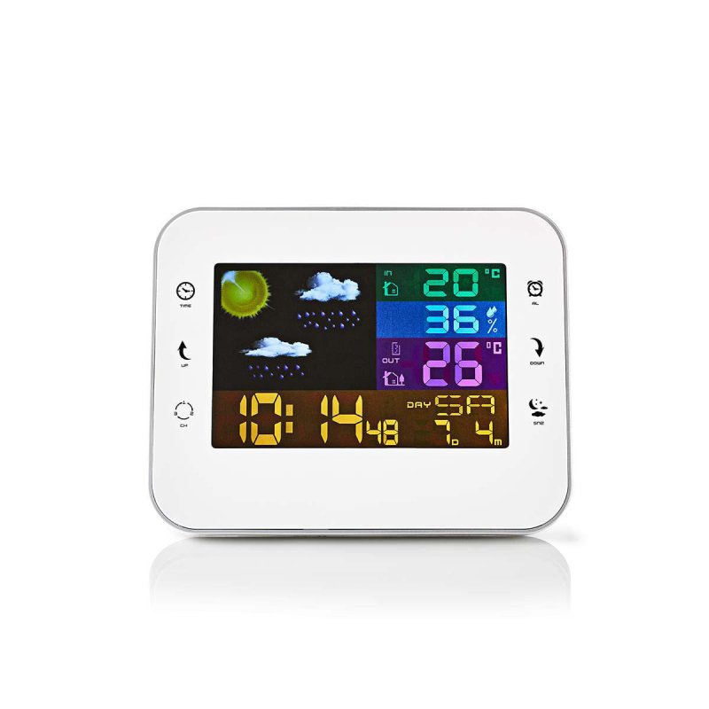 Nedis WEST402WT station météo numérique Blanc, Argent