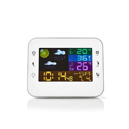 Nedis WEST402WT station météo numérique Blanc, Argent