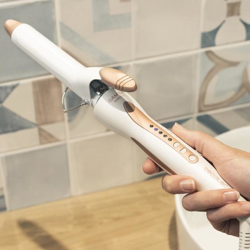 Cecotec Bamba SurfCare Curly Curling iron Warm Silver, White