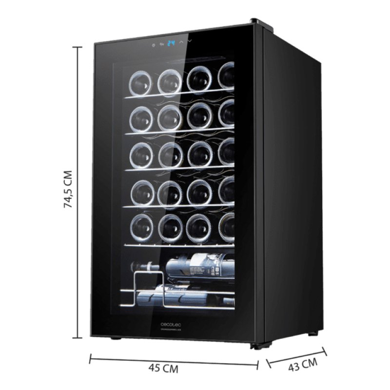 Cecotec 00124 refroidisseur à vin Refroidisseur de vin compresseur Pose libre Noir 24 bouteille(s)