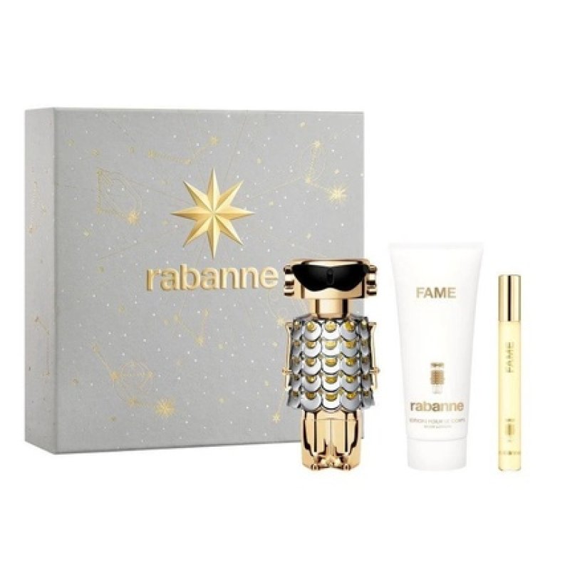 Rabanne Fame Eau De Parfum Spray Set 80ml Spray 100ml Body Lotion 10ml Spray