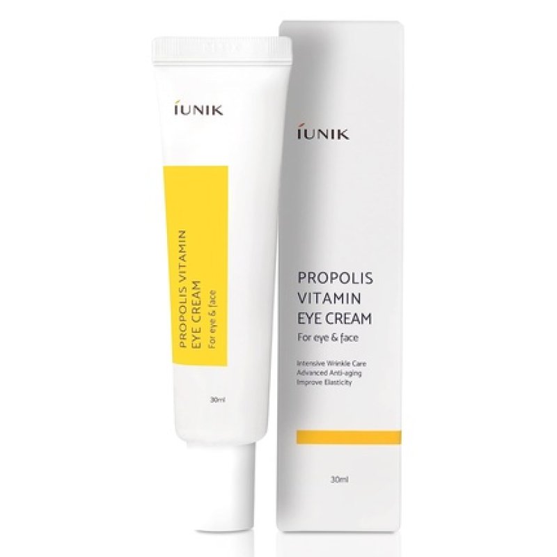 IUNIK Propolis Vitamin C Face & Eye Cream with Vegetable Oil and Idebenone 1.01 Fl Oz - 24 Hour Hydration for Sensitive