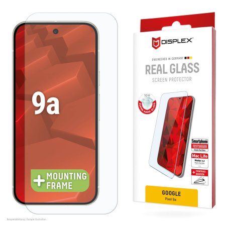 Displex Screen Protector (10H) for Google Pixel 9a, Eco Mounting Frame, scratch resistant