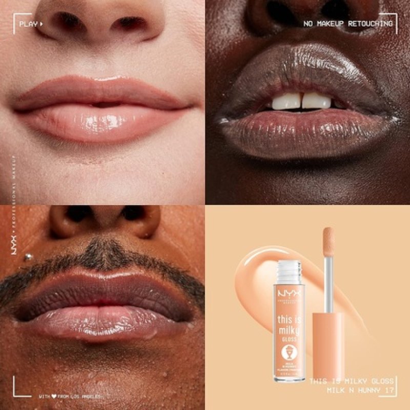 NYX PROFESSIONAL MAKEUP This Is Milky Gloss Lip Gloss with 12 Hour Hydration Vegan Milk & Hunny 0.13 Fl Oz