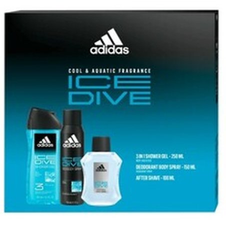 Adidas Ice Dive Gift Set - Aftershave 100 Ml, Shower Gel 250 Ml, And Deodorant 150 Ml
