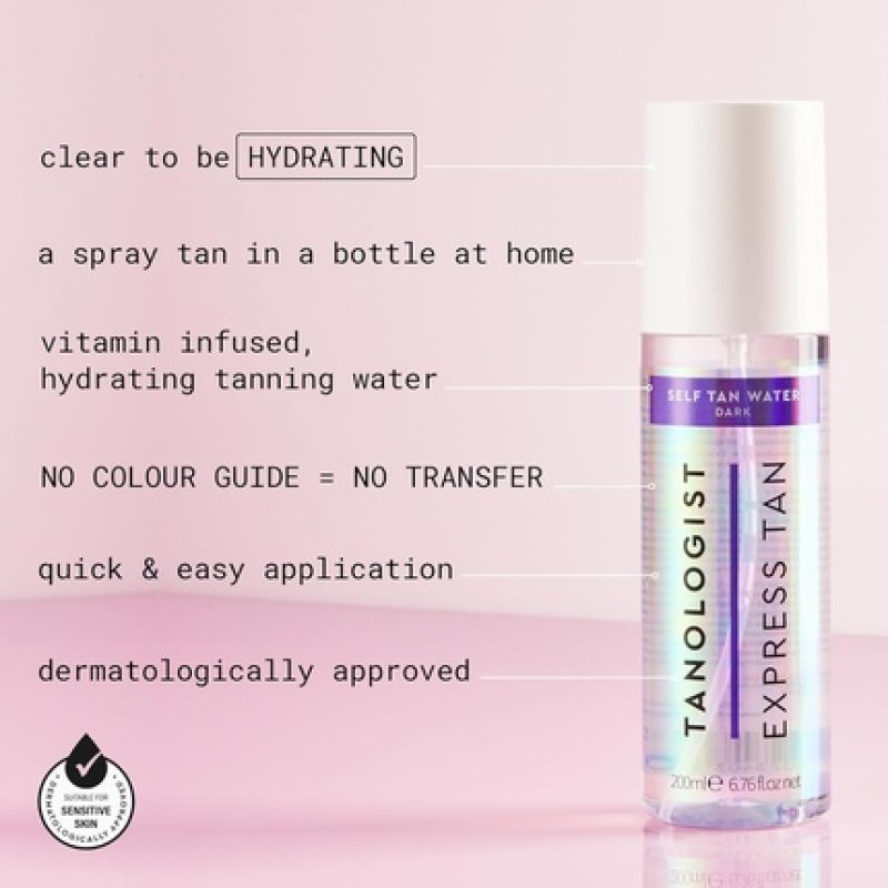 Tanologist Self Tan Water Dark 200ml Hydrating Self Tanning Water