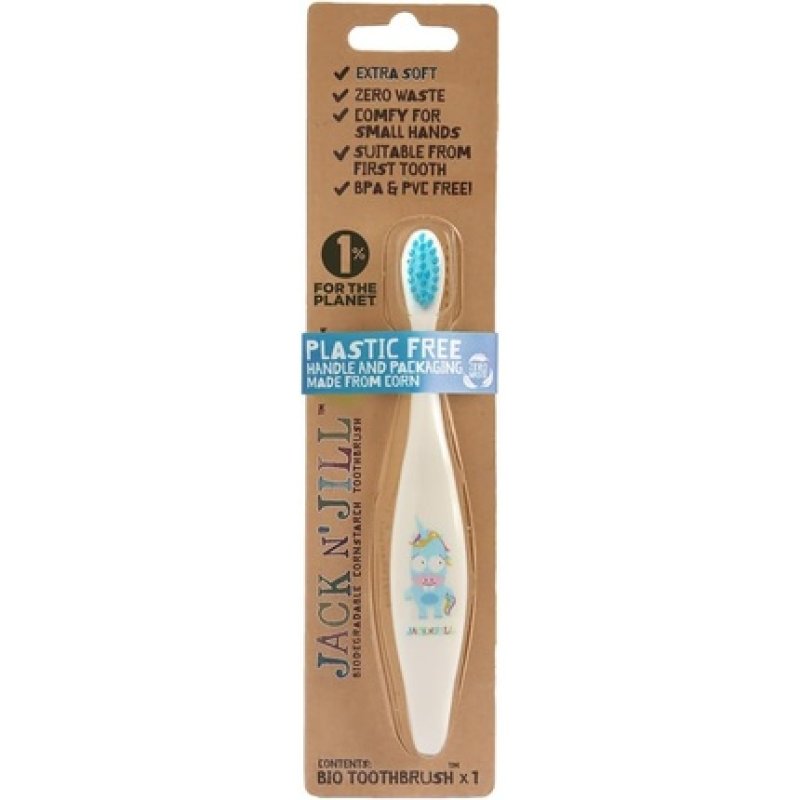 Jack N' Jill Kids Plastic Free Bio Toothbrush with Soft Nylon Bristles - Unicorn