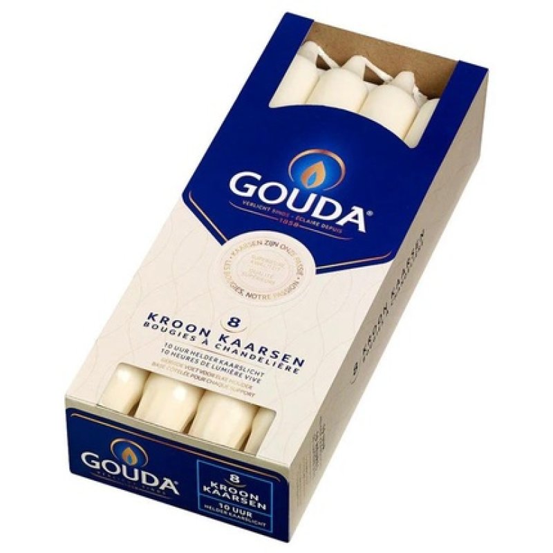 Gouda Crown Candles Ivory 24024