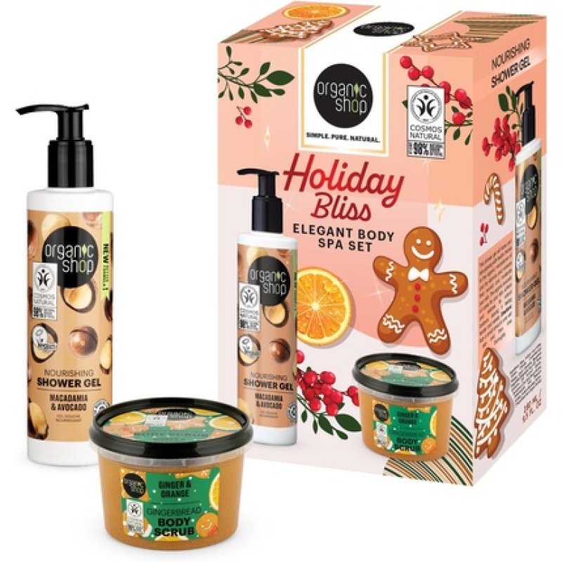 Organic Shop Holiday Bliss Elegant Body Spa Set with Gingerbread Body Scrub