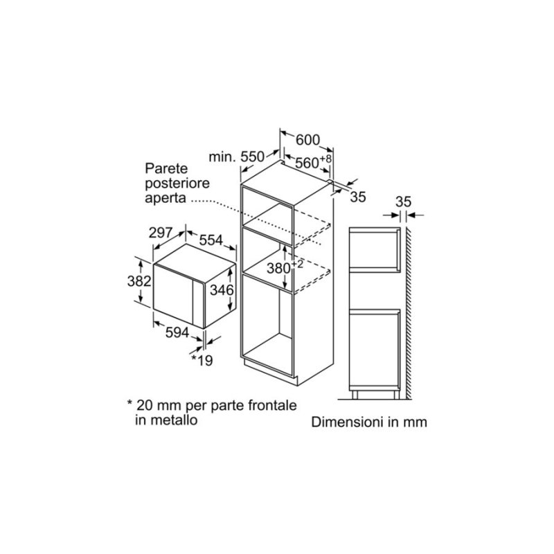 Bosch Serie 4 BFL523MS0 micro-onde Noir, Acier inoxydable Micro-onde simple Intégré 20 L 800 W