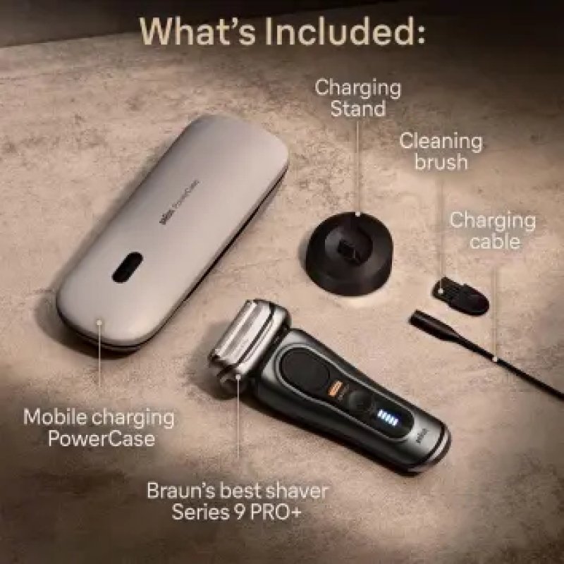 Braun Series 9 Pro Men's Shaver with 5 Pro Shaving Elements, Long Hair Trimmer, Shaver Charging Case PowerCase, 60 Min