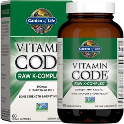 Garden of Life Vitamin K1 and K2 Code Vegan K Complex for Bone Strength and Heart Health 60 Capsules