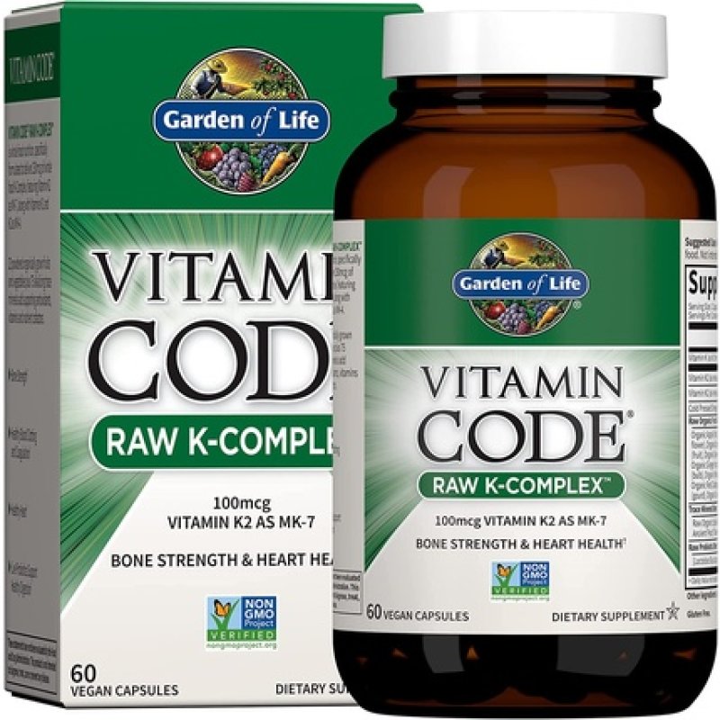 Garden of Life Vitamin K1 and K2 Code Vegan K Complex for Bone Strength and Heart Health 60 Capsules