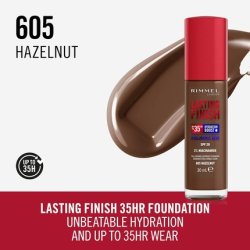 Rimmel Lasting Finish 35hr Foundation 605 Hazelnut Full Coverage Hydrating