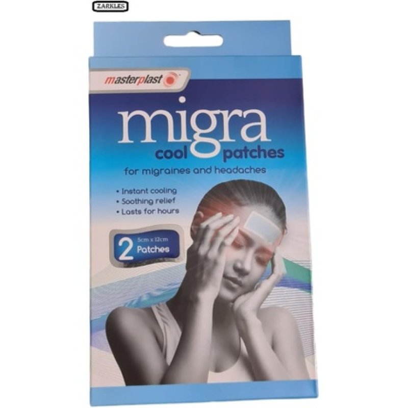 Zarkles Masterplast Migra Cool Patches 5cm x 12cm for Migraines - Pack of 2