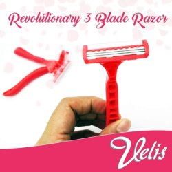 Velis Women's Triple Blade Ultra Razors with Rubber Handles and Texture Grips - Pack of 6
