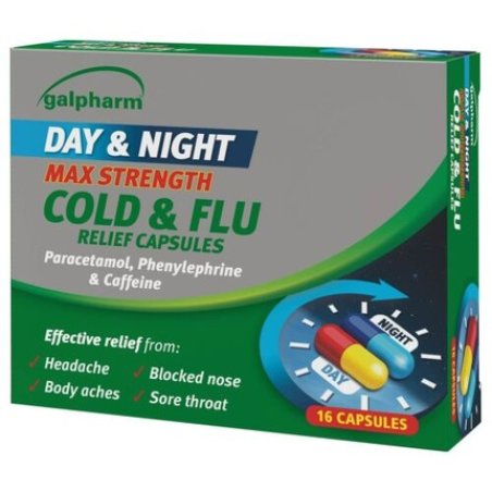 Galpharm Day & Night Max Strength Cold & Flu Relief 16 Capsules
