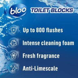 New Bloo Toilet Blocks Limescale Remover Original Blue