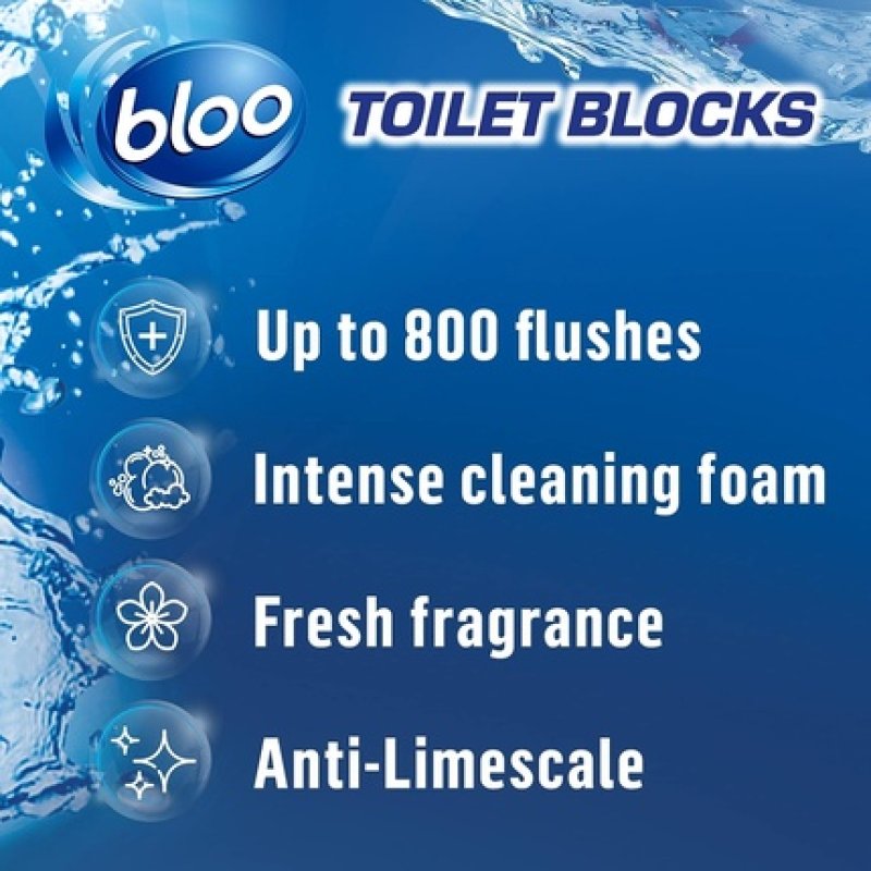 New Bloo Toilet Blocks Limescale Remover Original Blue