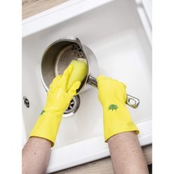 Elbow Grease Rubber Gloves Cotton Lined Extra Strong Non-Slip Size Large and Medium Yellow 7.0 gram
