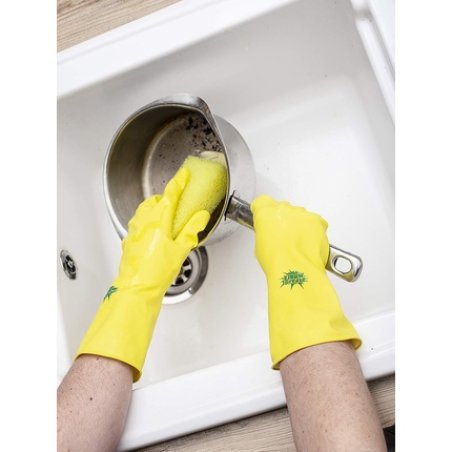 Elbow Grease Rubber Gloves Cotton Lined Extra Strong Non-Slip Size Large and Medium Yellow 7.0 gram