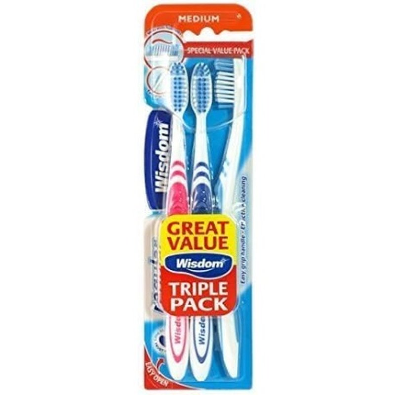 Wisdom Regular Plus Medium Toothbrushes - Pack of 3