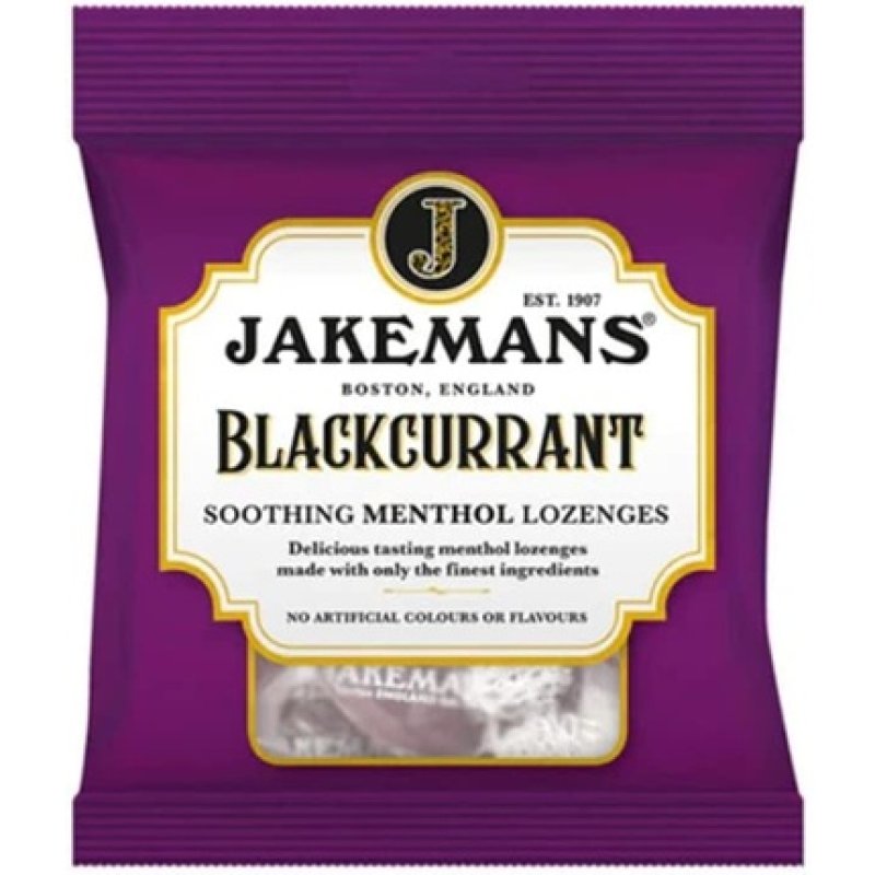 Jakemans Blackcurrant Flavour 73g Bags - Pack Of 2 - Soothing Menthol Sweets