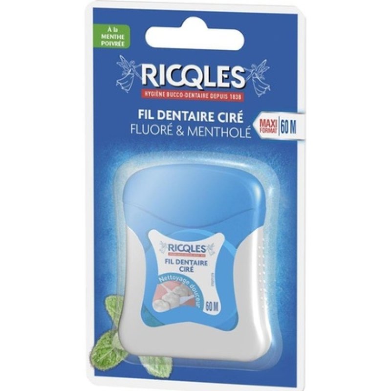Ricqles Fluorinated and Mentholated Waxed Dental Floss 60m