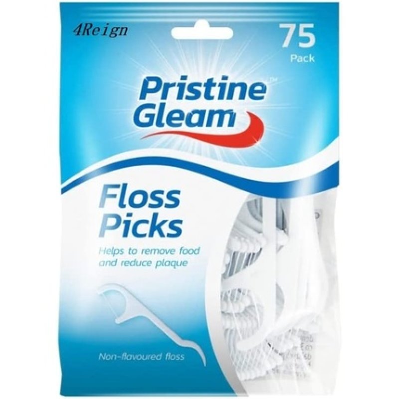 75 Pack Dental Floss Sticks D Shape Tooth Floss Picks Premium Polymer Threads - Pack of 75