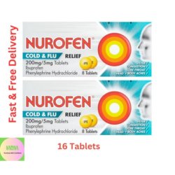 Nurofen Cold & Flu Relief Tablets 200mg/5mg for Fever, Shivering, Pain, Sore Throat