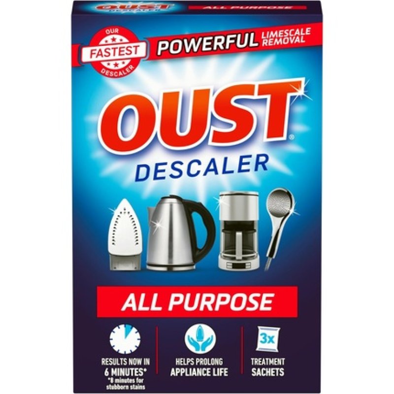 Oust Powerful All Purpose Descaler New Formula Limescale Remover 3 Sachets 1ml - Pack of 3
