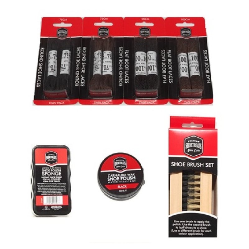 2 Shoe Brush Set Cleaning Kit Black Polish Leather Boot Polish Sponge Care Laces