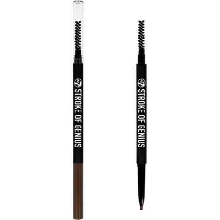 W7 Stroke of Genius Eyebrow Pencil Dual Ended Mechanical Brow Pencil with Spoolie Brush Dark Brown