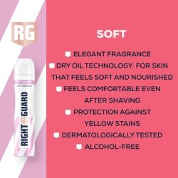 Right Guard Women's Soft Deodorant 48 Hour High Performance Anti-Perspirant Aerosol Spray No White Residue Alcohol Free