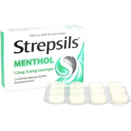 Strepsils Sore Throat Pain Relief Lozenges Menthol 16 Each