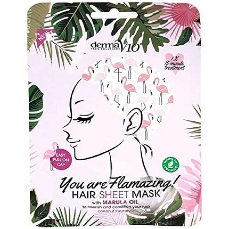 Derma V10 Flamingo Print Hair Mask Pink One Size
