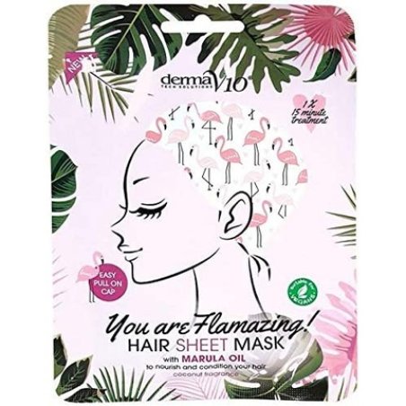 Derma V10 Flamingo Print Hair Mask Pink One Size