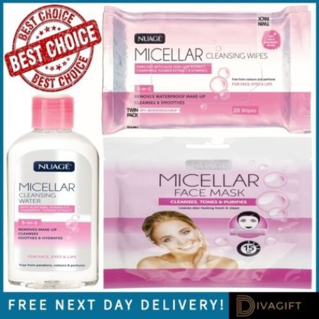 Nuage Micellar Face Wipes Mask Water Sensitive Skin Clean Facial Daily Cleansing
