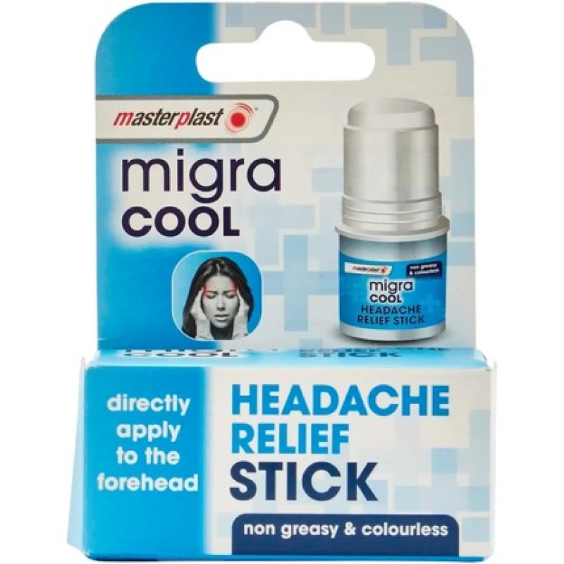 Masterplast Migra Cool Headache Relief Non-Greasy Colourless Apply Directly onto Forehead Stick 3.6g