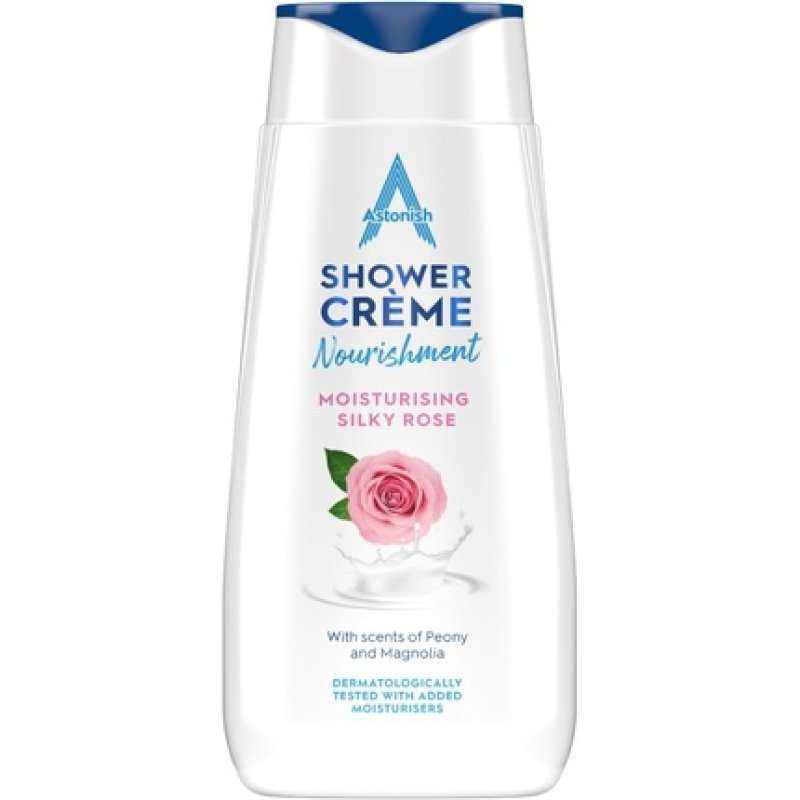 Astonish Shower Crème Silky Rose Cleanses and Moisturises Rose Peony and Magnolia Scented 400ml